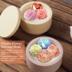 7 Cavity Rose Peony Flower Silicone Candle Mould for Chocolate Fondant Candy Cake Decoration Cupcake Topper Jelly Dessert Ice Cube Wax Soap Bath Bomb Floral Carnation Resin Craft Jewelry Mold - Fast Shipping to USA & Canada - Image 5
