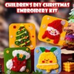 squishy 3 PCS Needle Art Kit, Creative Needle Kit, Christmas Santa + Tree + Sock Embroidery Kit for Beginners, Stitching Kit for Aged 5-12, Fun Educational Activity for Road Trips & Weekend - Fast Shipping to USA & Canada - Image 2