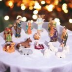 Crib Set | Nativity Set Baby Jesus Statue Mother Mary Idol and Joseph Statue Crib Set Perfect for Christmas Decoration Kudil Set of 15 Pic | Multicolour | 3 Inch - Fast Shipping to USA & Canada - Image 4