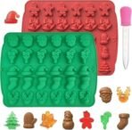Christmas Chocolate Molds Silicone Gummy Molds Christmas Sock Bell Gingerbread Snowman Glove Cane Candy Molds 2 Pcs 30 Cavity Chocolate Mold for Baking Pastry Gummies Cake Decorating - Fast Shipping to USA & Canada - Image 2