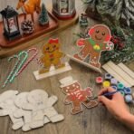 American Elm 24 Sets Christmas Gingerbread Crafts for Kids | DIY Wooden Gingerbread Man Painting Kit | Color Your Own Xmas Table Decoration (14x16 cm) - Fast Shipping to USA & Canada - Image 3