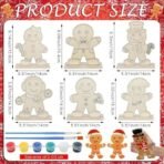 American Elm 24 Sets Christmas Gingerbread Crafts for Kids | DIY Wooden Gingerbread Man Painting Kit | Color Your Own Xmas Table Decoration (14x16 cm) - Fast Shipping to USA & Canada - Image 2