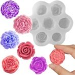 7 Cavity Rose Peony Flower Silicone Candle Mould for Chocolate Fondant Candy Cake Decoration Cupcake Topper Jelly Dessert Ice Cube Wax Soap Bath Bomb Floral Carnation Resin Craft Jewelry Mold - Fast Shipping to USA & Canada - Image 2