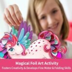 Chalk and Chuckles Fabulous Foil Art and Craft Kit for Kids Age 4-8, 3D DIY Unicorn, Princess & Mermaid Decorations, Birthday Gifts for Girls & Boys 5, 6, 7-9, Creative Mess-Free Activity - Fast Shipping to USA & Canada - Image 3
