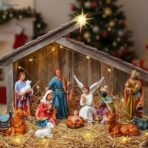Crib Set Christmas | Nativity Set Xmas Decoration Statues | Idols Christian Figurine | Baby Jesus, Joseph & Mary, Kings, Shepherd & Others | Perfect Christmas Gifting, 6 Inch,12 Pieces - Fast Shipping to USA & Canada - Image 4