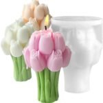 Tulips Candle Mold for Candle Making 3D Silicone Mold for Resin Casting DIY Plaster Polymer Clay Home Decoration Wax Melts Valentine's Day Flower Bouquet Candle Party Gifts Molds Soap Making - Fast Shipping to USA & Canada