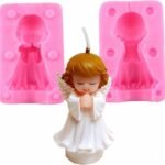 3D Cherubic Angel Baby Girl Candle Mould Silicone Multipurpose, Cake, Topper, Resin, Handmade DIY Candle Stick Epoxy Casting Christmas Sugarcraft Polymer Clay Art, Plaster of Paris - Fast Shipping to USA & Canada