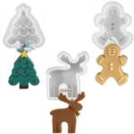 Mini Christmas Silicone Molds - Reindeer, Gingerbread Figurine & Tree Shapes for Aromatherapy Scented And Unscented Candles, Holiday Crafts, and Festive Decorations, Perfect for Christmas Gift (PACK OF 3) - Fast Shipping to USA & Canada