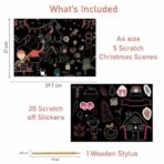 Playqid Scratch & Reveal Christmas Art & Craft Activity for Kids, DIY Creative Scratch Paper with Scratch Off Stickers for Children, Party Gifts & Favors for Boys, Girls & Toddlers, On The go playset - Fast Shipping to USA & Canada - Image 2