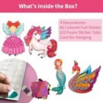 Chalk and Chuckles Fabulous Foil Art and Craft Kit for Kids Age 4-8, 3D DIY Unicorn, Princess & Mermaid Decorations, Birthday Gifts for Girls & Boys 5, 6, 7-9, Creative Mess-Free Activity - Fast Shipping to USA & Canada - Image 4