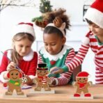 American Elm 24 Sets Christmas Gingerbread Crafts for Kids | DIY Wooden Gingerbread Man Painting Kit | Color Your Own Xmas Table Decoration (14x16 cm) - Fast Shipping to USA & Canada - Image 4