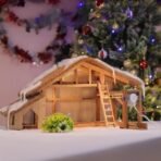Natural Finish Wooden Large Size Christmas Crib Set Without Figurines | Size of 62x20x32 CM | Christmas Decor (CFCC01 2024 with spot Light) - Fast Shipping to USA & Canada - Image 5