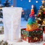 3D Christmas Tree Silicone Candle Mold Soap Epoxy Resin Wax Mold Xmas Tree Moulds for Candle Making Craft Cake Chocolate Making DIY Christmas Party Gift Home Party Decoration Rose Christmas Tree - Fast Shipping to USA & Canada - Image 5