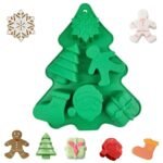 Skytail 6 Slot Christmas Mould for Chocolate Making Soap, Cake Cupcake Baking, Candy, Candle, Resin Molds for Xmas Gift Box Moulds with Shape of Gingerbread Man, Tree Snowflake, Socks, Santa. - Fast Shipping to USA & Canada
