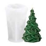 3D Christmas Tree Silicone Candle Mold Soap Epoxy Resin Wax Mold Xmas Tree Moulds for Candle Making Craft Cake Chocolate Making DIY Christmas Party Gift Home Party Decoration Rose Christmas Tree - Fast Shipping to USA & Canada