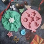 LEGACYCART 7-Cavities Christmas Chocolate Mould, Candy Baking, 3D Snowflake, Snowman Xmas Tree, Star, Reindeer, Santa Claus Face, Wreath Shape Mold for DIY Handmade Soap Candles Jelly Fondant, Gummy - Fast Shipping to USA & Canada