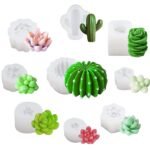 YellowCult 9 Pack 3D Silicone Candle Mold Flower Cactus Plant Wax Moulds for Scented Candles Soaps Making, Clay, Resin Crafts Casting, Cake Dessert Mousse Aroma Art Crafts Supplies Home Decoration - Fast Shipping to USA & Canada