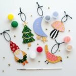 Curious Button Pack of 5 DIY Christmas Ornament Painting Kit | Christmas Tree Decoration | Wooden Christmas Tree Oranaments Hanging Items for DIY Xmas Decoratios | 4 Inch - Fast Shipping to USA & Canada