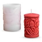YellowCult 3D Carved Christmas Celebration Pillar Silicone Mold for Candle Epoxy Resin Casting DIY Aromatherapy Candles Wax Mould Handmade Soaps Polymer Clay Home Decoration DIY Art Craft Supplies-B - Fast Shipping to USA & Canada