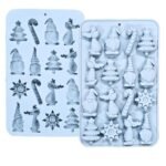 16 Slot Christmas Chocolate Mold Candy Baking 3D Reindeer Snowflake Cane Xmas Tree Santa Claus Shape Mold DIY Handmade Soap Candles Jelly Fondant Gummy Cake Cupcake Decoration Desserts Mold - Fast Shipping to USA & Canada
