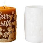 RKPM HOMES Cylinder Christmas Theme Candle Mold I 3D Fondant Deer Gingerbread Man Silicone Scented Wax Mould I Succulent Molds for DIY Handmade Ornament Cake decor Aromatherapy Soap Resin Art Craft (B) - Fast Shipping to USA & Canada