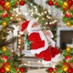 fizzytech Climbing Santa Claus with Music & LED Lights | Animated Hanging Santa Christmas Decoration | Electric Santa Toy for Tree, Wall, and Home D?cor | Battery Operated Xmas Ornament (Red) - Fast Shipping to USA & Canada