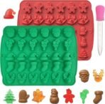 Christmas Chocolate Molds Silicone Gummy Molds Christmas Sock Bell Gingerbread Snowman Glove Cane Candy Molds 2 Pcs 30 Cavity Chocolate Mold for Baking Pastry Gummies Cake Decorating - Fast Shipping to USA & Canada