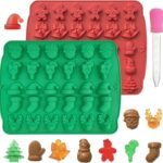 Christmas Chocolate Molds Silicone Gummy Molds Christmas Sock Bell Gingerbread Snowman Glove Cane Candy Molds 2 Pcs 30 Cavity Chocolate Mold for Baking Pastry Gummies Cake Decorating - Fast Shipping to USA & Canada