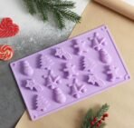 Christmas Chocolate Mould, Candy Baking, 3D Snowman, Xmas Tree, Gingerbread Man, Shooting Star, Bell Shape Mold for DIY Handmade Soap Candles Jelly Fondant, Gummy.(Pack of 1) - Fast Shipping to USA & Canada