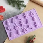 Christmas Chocolate Mould, Candy Baking, 3D Snowman, Xmas Tree, Gingerbread Man, Shooting Star, Bell Shape Mold for DIY Handmade Soap Candles Jelly Fondant, Gummy.(Pack of 1) - Fast Shipping to USA & Canada