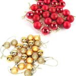 VRB Dec? 24 Pcs Christmas Balls Ornaments Shatterproof Gold Xmas Trees Parties Decorations Balls for Holiday Wedding Party Decoration,with Hanging Hole (Golden & Red Mix 4 Cm) - Fast Shipping to USA & Canada