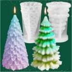 3D Christmas Tree Candle Mold, 2 Pcs Silicone Mold for Candle Making, Xmas Handmade Candle Making Mould, DIY Craft Resin Mold for Fondant Cake, Aromatherapy Candle, Chocolate, Soap - Fast Shipping to USA & Canada