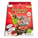 PepPlay My Superhero Cape Coloring Kit, 6 Smudge-Free Washable Markers & Eye Mask, Reusable, Mess Free DIY Activity, for Boys 4+, Birthday Gift for Boys and Girls Ages 4 5 6 7 8, Pretend Play, Cotton - Fast Shipping to USA & Canada