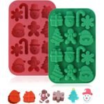14-Cavities Christmas Chocolate Mould, Candy Baking, 3D Snowflake Cane Snowman Xmas Tree Gingerbread Man Santa Claus Gift Box Shape Mold for DIY Handmade Soap Candles Jelly Fondant, Gummy - Fast Shipping to USA & Canada