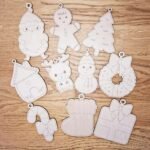 Pack of 10 | Wooden MDF Christmas Paint Your Own Kit | 3 Inch PYO Craft Shapes with Paint Set | Kids DIY Xmas Decorations | Christmas Tree Decoration Items | Christmas Hanging Decor - Fast Shipping to USA & Canada