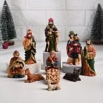Floweraura Decorative Christmas Crib Nativity Jesus Family Set 10 Pieces Christmas Gifting for Neighbour, Employees, Friends, Colleague | Showpiece Idol for Home Decor - Fast Shipping to USA & Canada