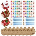 Shappy 12 Pack Christmas Gingerbread House Kit DIY Christmas Crafts 3D Cardboard Gingerbread House Indoor Fun Activities for Home Classroom Holiday Party Decorations - Fast Shipping to USA & Canada