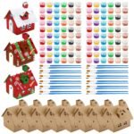 Shappy 12 Pack Christmas Gingerbread House Kit DIY Christmas Crafts 3D Cardboard Gingerbread House Indoor Fun Activities for Home Classroom Holiday Party Decorations - Fast Shipping to USA & Canada
