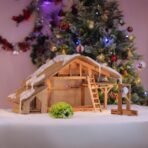 Natural Finish Wooden Large Size Christmas Crib Set Without Figurines | Size of 62x20x32 CM | Christmas Decor (CFCC01 2024 with spot Light) - Fast Shipping to USA & Canada