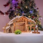 Natural Finish Wooden Large Size Christmas Crib Set Without Figurines | Size of 62x20x32 CM | Christmas Decor (CFCC01 2024 with spot Light) - Fast Shipping to USA & Canada