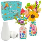 FTBox Crafts Kit for Girls Ages 6-12, Felt Flowers Bouquet and Paint Vase Art Craft Project for Girls, DIY Activity Christmas Birthday Gift for Kids Age 8 9 10 11 12 Year Old (Ceramic Vases) - Fast Shipping to USA & Canada