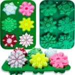 Bake House Silicone Snowflake Candle Mould, Food Grade Christmas Wax Melts Tray, Large 7-inch Multi-Cavity Design with Pink, White, Yellow Patterns, Holiday Decoration DIY Craft1 -LBM-1167 - Fast Shipping to USA & Canada