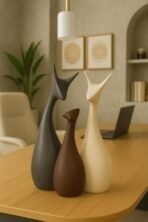 Xtore Home Decor Lucky Deer Family Matte Finish Ceramic Figures - (Set of 3, Matte Brown) - Fast Shipping to USA & Canada - Image 5