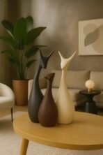 Xtore Home Decor Lucky Deer Family Matte Finish Ceramic Figures - (Set of 3, Matte Brown) - Fast Shipping to USA & Canada - Image 2