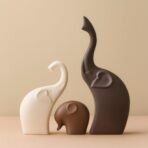 Xtore Home DECOR Elephant Family Matte Finish Ceramic Figures - (Set of 3 Piece, Matte Brown) - Fast Shipping to USA & Canada - Image 5