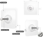 Xtore Wall Sticker Hooks | Ready to Hang Adhesive Hooks | Strong Sticky Hooks for Keys, Towels, Bags | No Drilling Required | White Square Design - Pack of 2 - Fast Shipping to USA & Canada - Image 3