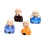 Xtore 4 blissfull Meditating Monk for Home/Office/car DECOR | Wisdom Monks Figurine Set| Resin Decorative Statue | Zen Philosophy Decor - (Pack of 4) - Fast Shipping to USA & Canada - Image 4