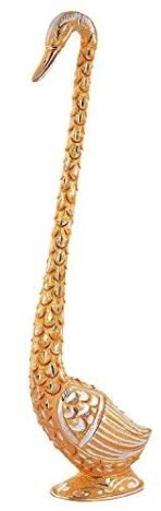 JaipurCrafts Aluminium Pair of Kissing Duck Showpiece, 19 in, Golden, 1 Piece - Fast Shipping to USA & Canada