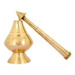 Brass Bottle for Gangajal || Perfume Gulab Pash Sprinklers Gangajal Spray Bottle for Home Temple Pooja (19 cm, 1) - Fast Shipping to USA & Canada - Image 3
