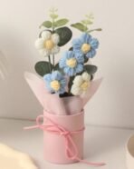 VRB Dec 1pcs Artificial Crochet Flower Bouquet/Artificial Flowers Bunch/Crochet flowers bouquet/Crochet flowers/Flowers Bouquet Gift for Girls Home Decor,gifting,etc. (Blue Daisy Bouquet) - Fast Shipping to USA & Canada - Image 2